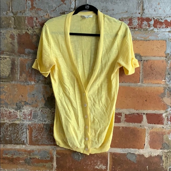 Banana Republic Sweaters | BT Short Sleeve Yellow Cardigan | Color: Yellow | Size: M | Petitepolkadots's Closet